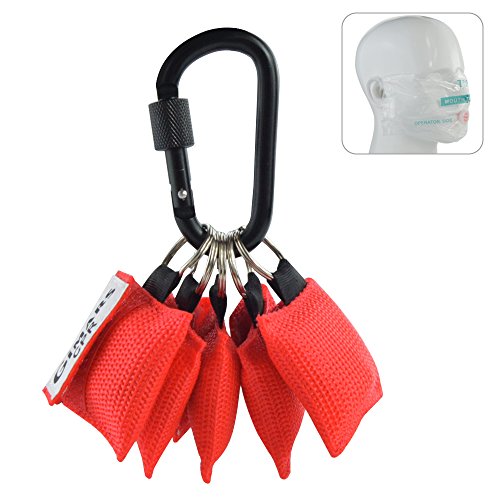 GIMARS 5 Stücke CPR Maske mit Karabinerhaken CPR Mask RESPI-Key Beatmungsmaske Schlüsselanhänger Beatmungshilfe Notfalltuch Taschenmaske Erste Hilfe